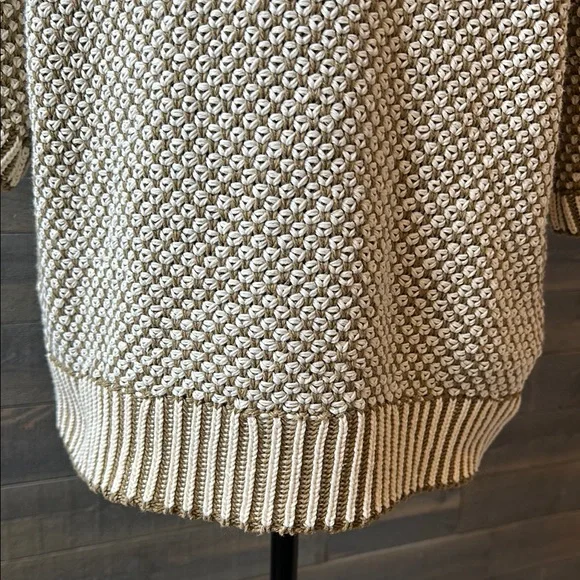 Zara Cream V-Neck Collared Sweater Cozy Knit Short Sleeve Medium - Picture 5 of 7